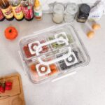 Refrigerator Organization Divided Snack Box with Handle, 4-Compartment Fruit & Nut Container for Travel