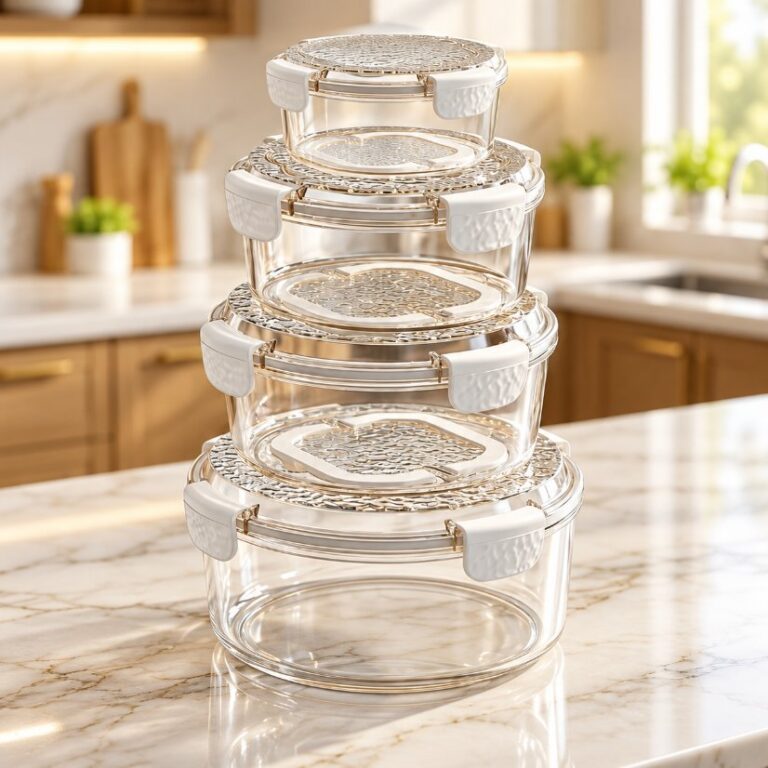 3-Piece Food Container Set Round 4-Piece Food Storage Container Set with Handle