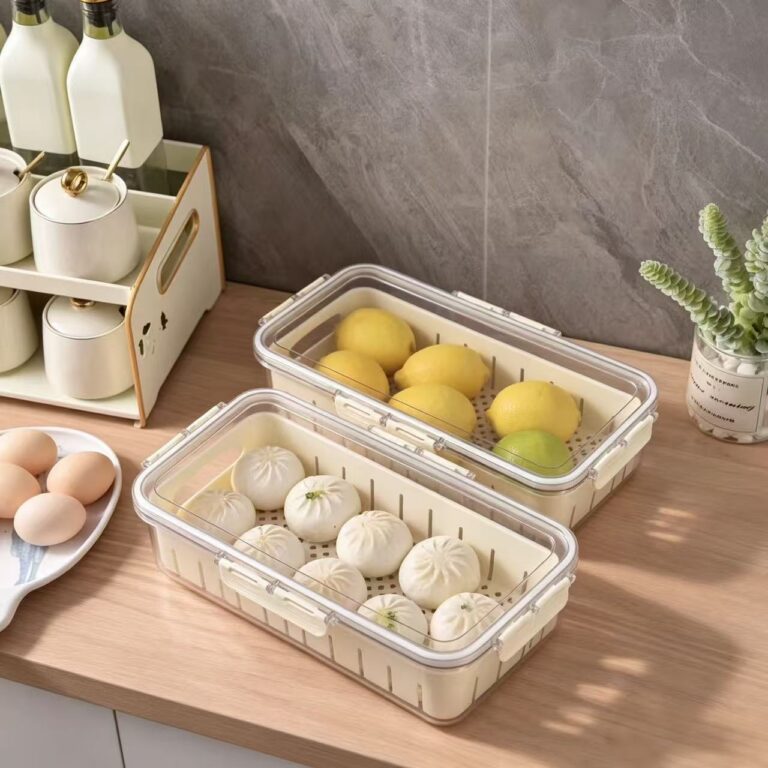 Refrigerator Organization Airtight Drain Fresh-Keeping Container with Colander Insert, Food Storage Box