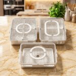 Refrigerator Organization Airtight Produce Keeper with Drain Basket, Vegetable Washing & Storage Container