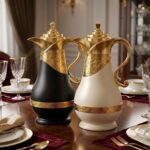 Kettle Ornate Gold Vacuum Flask with Gem Lid, Decorative Handle Thermal Carafe