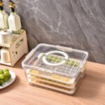 Refrigerator Organization Airtight Fruit Storage Container with Drain Basket, Produce Keeper for Fridge
