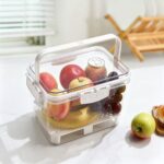 Refrigerator Organization 2-Compartment Airtight Food Container with Handle & Vent, Portable Fruit Keeper