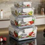 3-Piece Food Container Set Square 4-Piece Food Storage Container Set with Handle