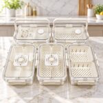 3-Piece Food Container Set Refrigerator Storage Container with Divider