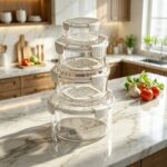 4-Piece Food Container Set Round Airtight Food Storage Containers, 4-Piece Clear Kitchen Canisters with Locking Lids